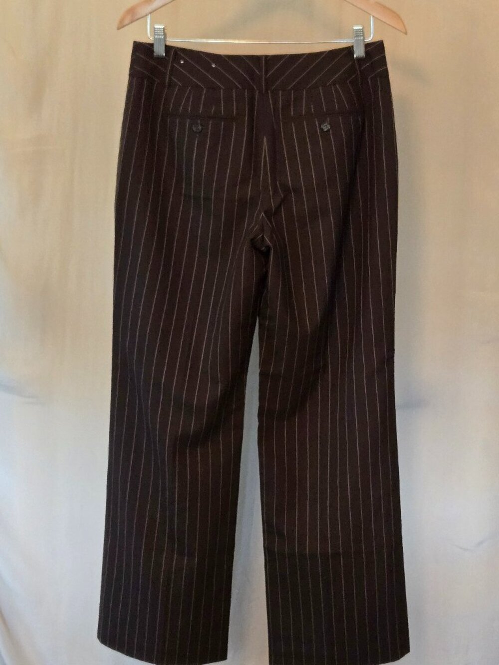 LOFT Laura Fit Brown Pinstripe Wool Blend Trouser Pants Size 8 Workwear Career - Picture 3 of 15